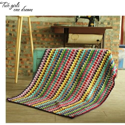 Retro Handmade Crochet Woolen Portable Blanket DIY Table Placemat Kitchen Drink Table Cloth Crochet Scarf Shawl Film Props
