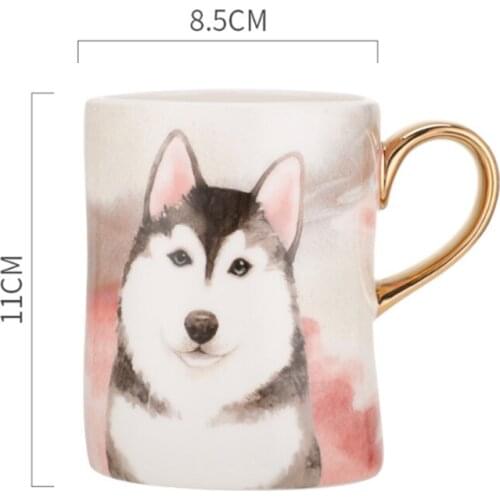 Luxury Gold Totems Mosaic Geometric Flamingo Ceramic Coffee Mug Coffee Cup Gold Breakfast Milk Water Cup Couple Creative Gifts