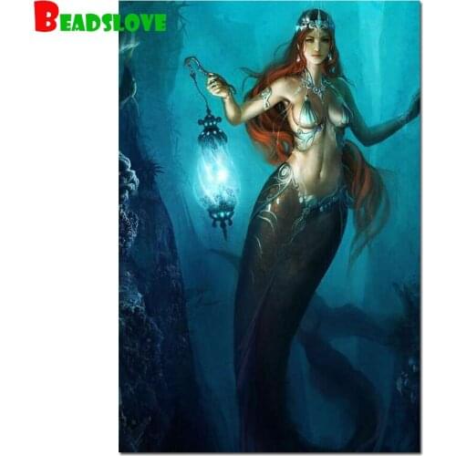 Little Mermaid art,cartoon girl,diy 5d diamond painting full diamond embroidery,diamond cross stitch,mosaic,fantasy lamp