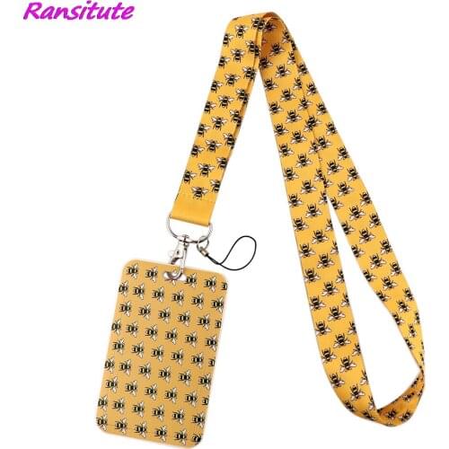 Ransitute R1848 Bee Yellow Neck Strap Lanyard For Keys ID Card Gym Phone Straps USB Badge Holder DIY Hang Rope Lariat Lanyard