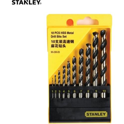 Stanley 10pcs multi-purpose self centering drill bits combination set 1mm to 10mm steel wood hole HSS twist drills multi-bit kit