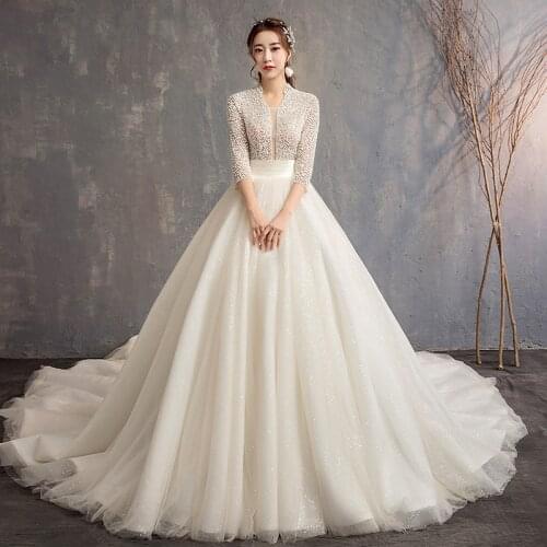 Wedding dress bride married stand-up collar tutu skirt Custom Royal Gowns Fluffy Tulle Ball Gown A012