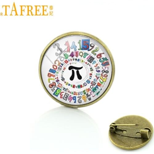 TAFREE Math Pi metal pin vintage Mathematic alpha beta chemical formula brooches formal wear chinese men badge T763