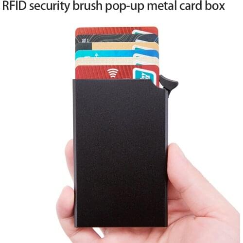 Anti-magnetic RFID Anti-theft Smart Wallet Thin ID Card Holder Unisex Automatically Solid Metal Bank Credit Card Holder Mini