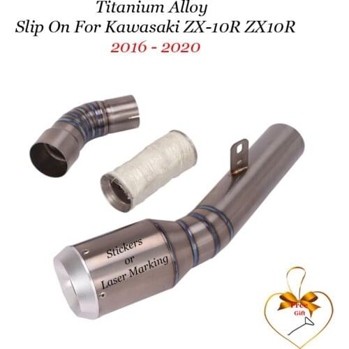 Titanium Alloy ZX-10R ZX10R Slip On For Kawasaki 2016 - 2020 Exhaust Pipe Motorcycle Modified Muffler Middle Leaking Pipe CNC