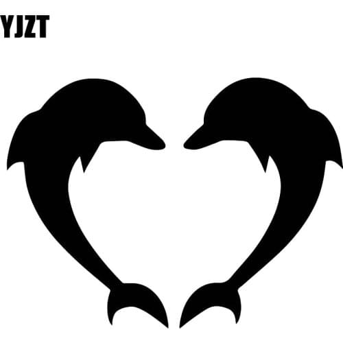 YJZT 13CM*17.5CM Funny Love Dolphin Decoration Fashion Decal Car Beautiful Sticker Black/Silver C30-0126