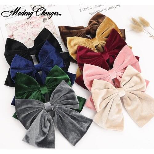 2020 Autumn And Winter Velvet Barrettes 2 Level Big Bow Pearl Hair Clip Korean Ponytail Clip Hairgrip For Women Hair Accessories