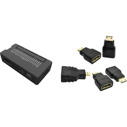 Abs Protective Case For Raspberry Pi Zero/W/Wh Black With 5 Pack Mini HDMI Adapter Gold