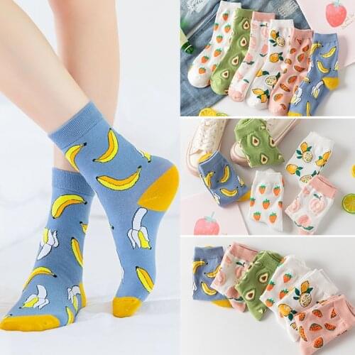 Women Girl Fruit Cotton Socks Meias Banana Avocado Watermelon Peach Short Socks for Summer Fashion Female Funny Socks Sokken
