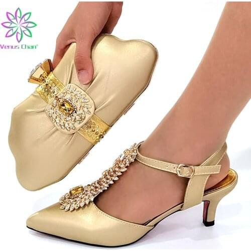 Shoes and Bag Set African Sets 2021 Sweet High Quality Nigeria Party Shoes and Matching Bag Set High Heeled Women for Wedding