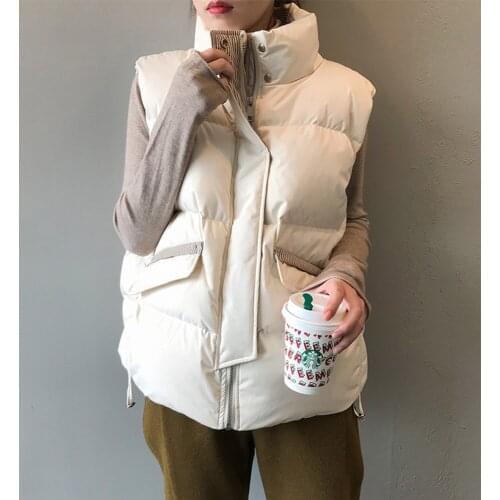 Winter Coat Sleeveless Women Vest Thicken Warm Cotton Padded Warm Plus Size Vest Fashion Striped Stand Collar Vest Women