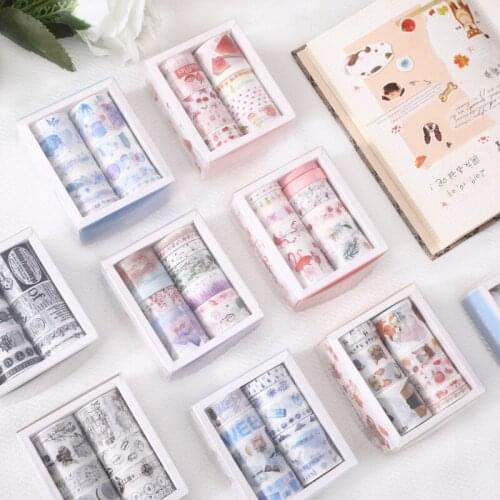 10Rolls Masking Tape Set Vintage Floral Plant Flamingo Decorative Sticker Diy Adhesive Label for Scrapbooking Planner Washi Tape