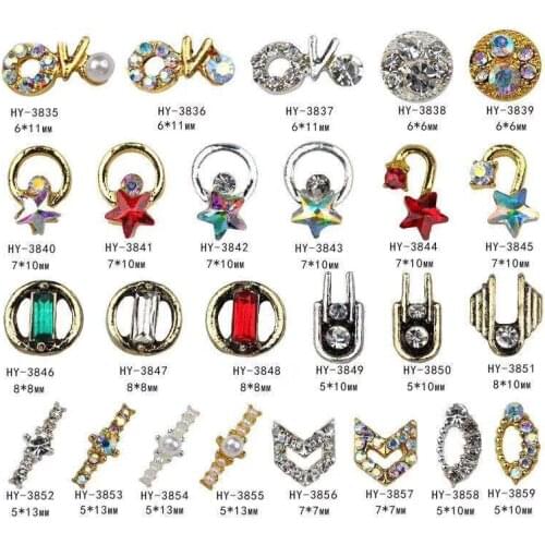 10pcs/lot, Ancient Alloy Nail Art 3d Colorful Diamonds Pearl Jewelry Rhinestones Nail Tips Decorations