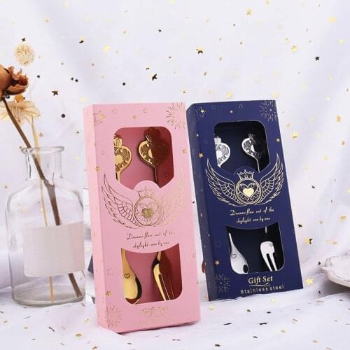 2pcs Merry Christmas Spoon Stainless steel Coffee Spoon Shovel Kids Ice Cream Spoon Birthday Gift New Year Gift Party Tableware