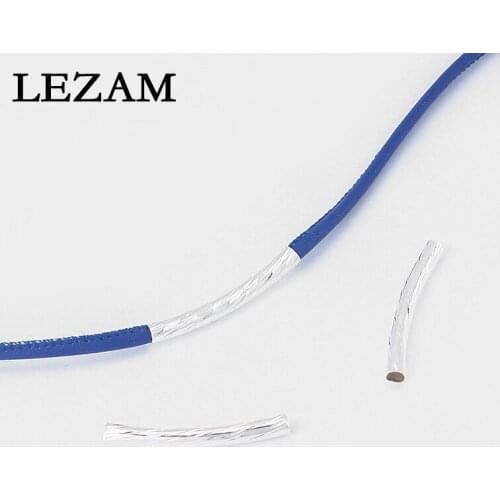 20pcs Shiny Solid Copper Long Screw Thread Spacer Bent Tube For 3mm Round Leather Cord Necklace Bracelet Jewelry Findings