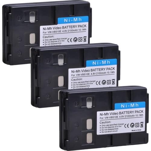 3pcs VW-VBS10E VW-VBS10 VW VBS10 VW VBS10E Battery for HHR-V211 P-V211 VBS10E VSB-0190 VSB-0200 VW-VBH10E, NV-A1 NV-RX11