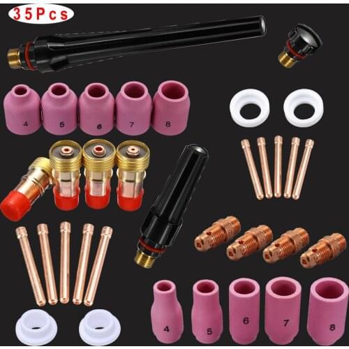 Tig torch accessories kits for WP17 WP18 WP26 Collet body gas-lens insulator torch body alumina cup long back cap