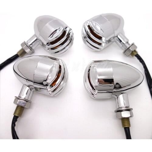 4X Universal Motorcycle Chrome ABS Bullet Turn Signal Indicator Lamp Light For Harley Chopper Custom