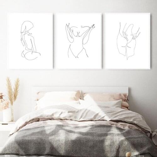 Abstract Female Nude Line Art Prints Black White Poster Sexy Woman Minimalist Wall Art Pictures Canvas Painting Bedroom Decor