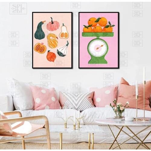 Abstract Wall Art Cartoon Fruits Vegetable Canvas Posters Prints Wallpaper Painting for Living Room Bedroom Corridor Decoration