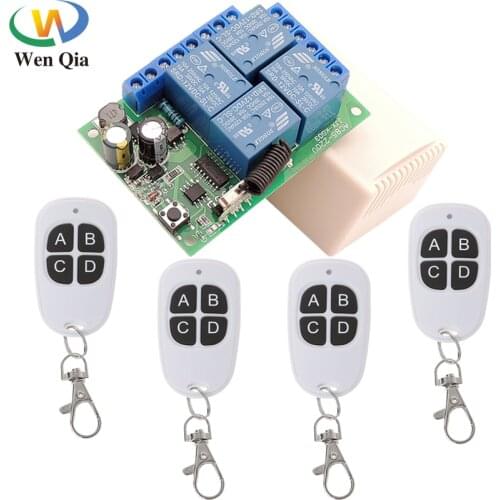 433MHz Wireless Remote Control Switch AC 85V~220V 10A 2200W 4CH Relay Receiver Transmitter For Gate/Door/ LED/ Bulb/Light/Lamp