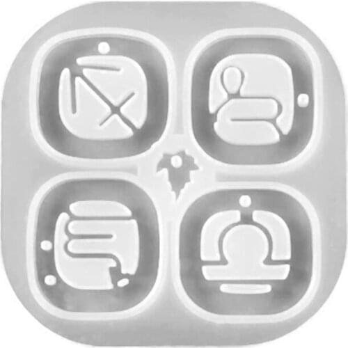 Q39C Shiny Glossy Silicone Resin Molds 12 Constellation Keychain Mold DIY Keychain Pendant Jewelry Epoxy Resin Crafting Molds