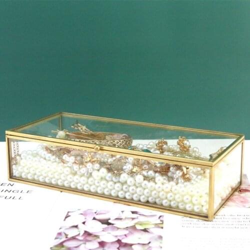 Large Transparent Jewelry Ring Box Lidded Glass Jewelry Box Rectangular Container Small Jewelry Storage Box Gift Home Decoration