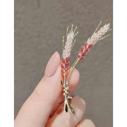 High-grade wheat ear brooch anti-glare buckle neckline pin fixed clothes decoration jewelry accessories