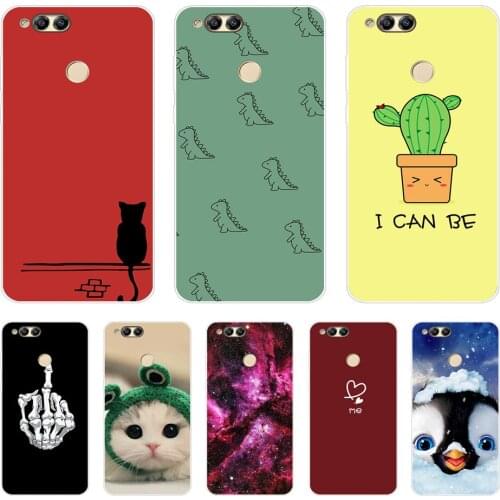 Cover phone case for huawei honor 7X soft tpu silicon back cover 360 full protective printing Honor 7x transparent clear coque