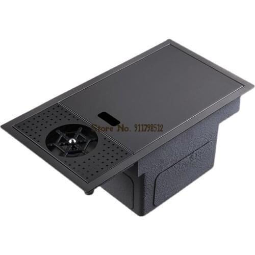 Stainless Steel Black Handmade Sink Single Bowl Open Kitchen Bar Sink With Cup Washer Balcony Sink