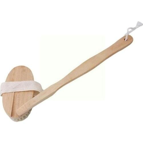 Wooden Back Brush Long Handle Bath Natural Bristles Exfoliating With Shower Brushes Brushing Dry Tool Massager Handle Woode N9O2