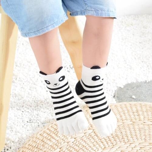 Baby Socks Cartoon Panda Animal Boys Girls Children Toe Socks Cute Five Finger Sock for Kids Toe Correction New Year Gifts 3-12T