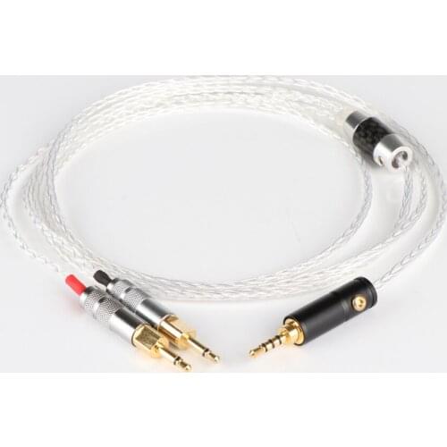 E5063 2.5mm 4.4mm XLR 3.5mm 8 Core Silver Plated OCC Earphone Cable For HD700 Headphone cable