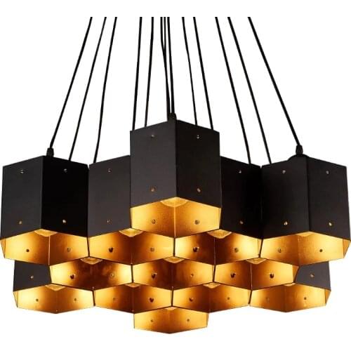 Loft Nordic vintage wrought iron honeycomb chandelier industrial wind coffee shop restaurant Variety creative personality art