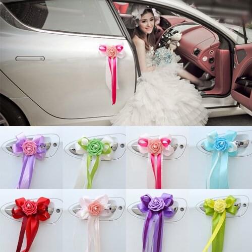 12 Colors Artificial Flowers Wedding Car Door Handles Decorations for Door Handles Fake Flower Party Festival Supplies Flower