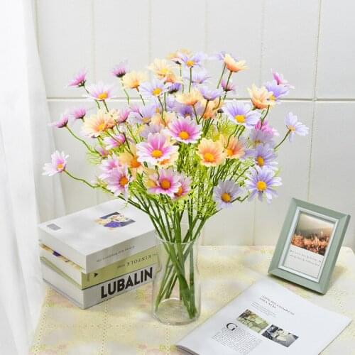 3pcs Fall Decor Artificial Flower Bouquet Silk Camomile Flower Fake Flowers DIY Wedding Christmas Fleur Artificielle Decoration