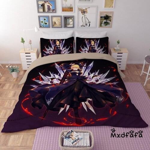 Mxdfafa Anime Fate Grand Order Duvet Cover Sets 3D Bedding Set Cartoon Comforter Bedding Sets with 1 Duvet Cover + 2 Pillowcases