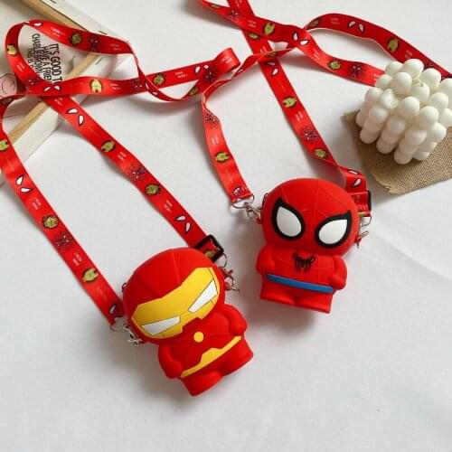 Disney Marvel Anime Silica Gel Coin Purse Action Figure Spider-Man Iron Man Mickey Mouse Children Satchel Girl Kawaii Mini Bag