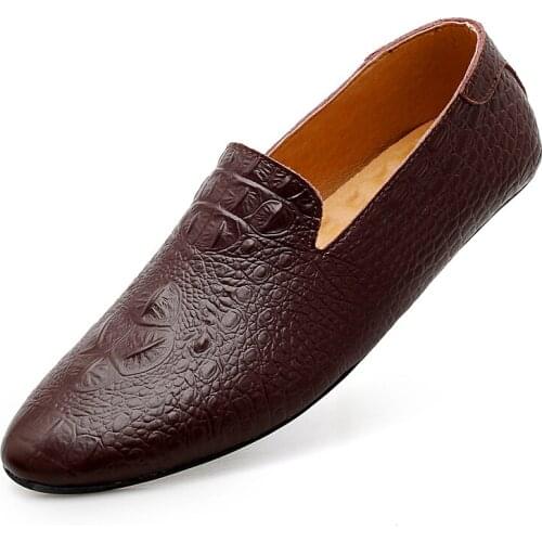 Trend Lazy Loafers British Style Shoes Men Spring Casual Shoes Men Breathable Leather Peas Loafers Size 44