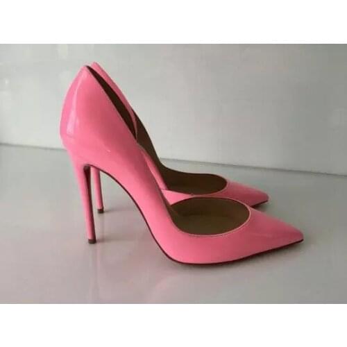 Fashion Patent Leather Side Cut Out Shoes Party Dress Pumps Thin Heels Pointed Toe Prom Shoes Sexy High Heels for Women
