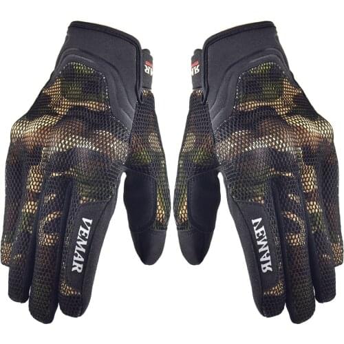 Vemar Camo 3D Mesh Motorcycle Glove Summer Breathable Wearable Motocross Gloves Men Anti-Fall Motor Bike Gloves