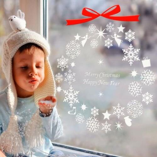 Cartoon Snowflake Window Sticker Bow Wall Stickers Home Decor Kids Room Decoration Sticker Decal Fairy Star