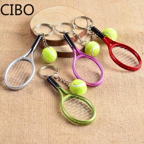 2019 New 6 colors Cute Sport Mini Tennis Racket Pendant Keychain Keyring Ring Finder Holer Accessories for Teenager Gifts