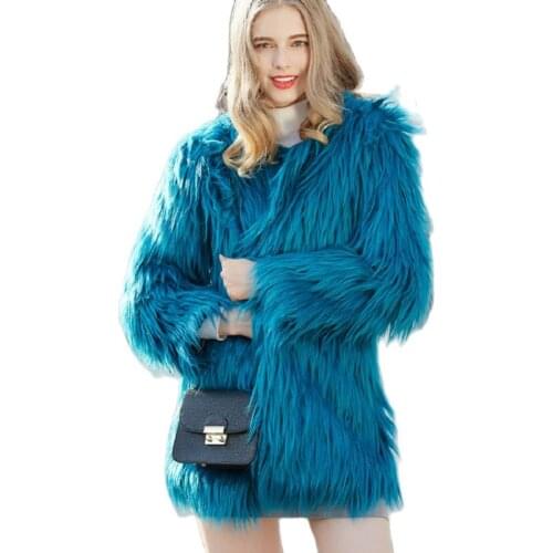 2018 New Fashion Women Clothes Imitation Mongolia Sheep Fur Overcoat Women Faux Fur Coat