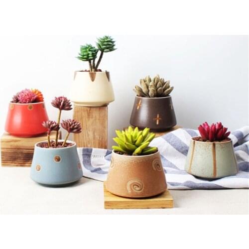 New Ceramic Succulent Plant Pots Transmutation Glazed Flowerpots Mini Garden Office Decoration Home Balcony Bonsai