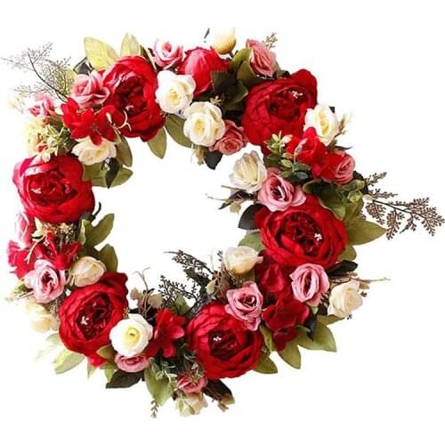New Peony Rose Wreath Spring Front Door Wreath, Display in Spring, Easter, Mothers Day, Summer, Home and Kitchen