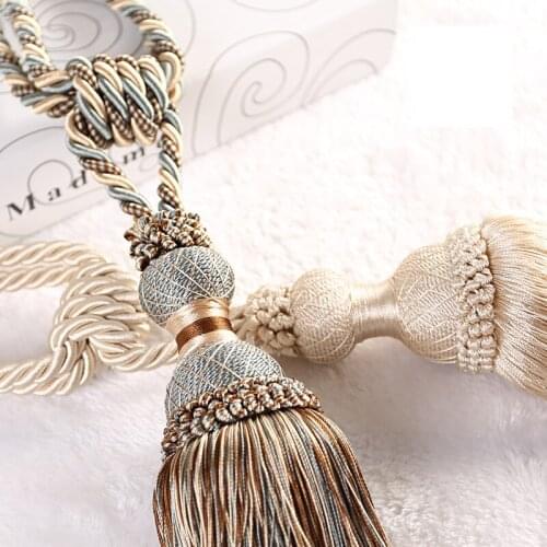 One pair tieback ball curtains exquisite european small lob ligature rope tassel hanging ear curtain buckle tie tape M271