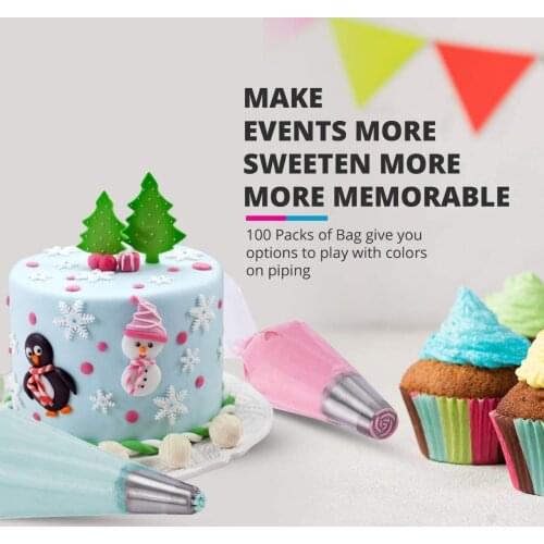 Disposable pipe bag 12 inches - 100 explosion proof crack cake ice bag, biscuit and cake decoration, cream paper cup cake baking