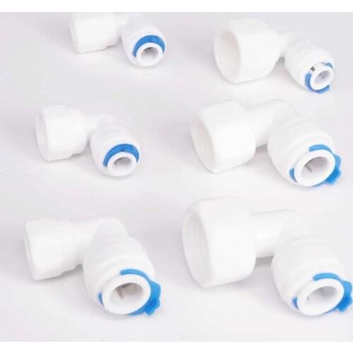 Fit for 1/4" 3/8" OD Tube 1/4" 3/8" 1/2" BSP Female Elbow L Type Connector Fitting Aquarium Reverse Osmosis RO Water dispenser