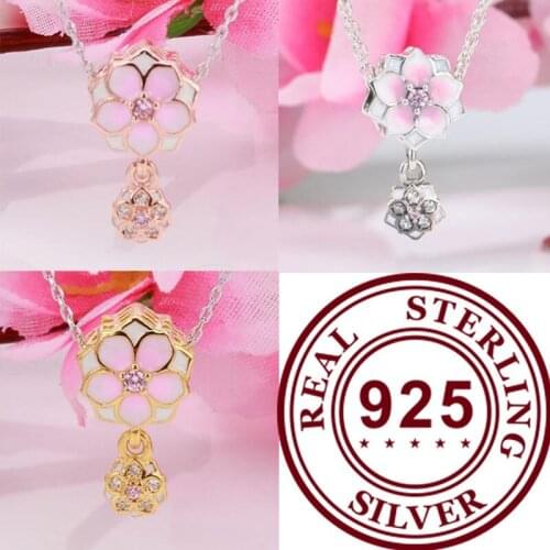 Authentic 925 Sterling Silver Beads Creative And Beautiful Magnolia Pendant Fit Original Pandora Bracelet For Women Diy Jewelry